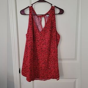 Red Floral Sleeveless Top